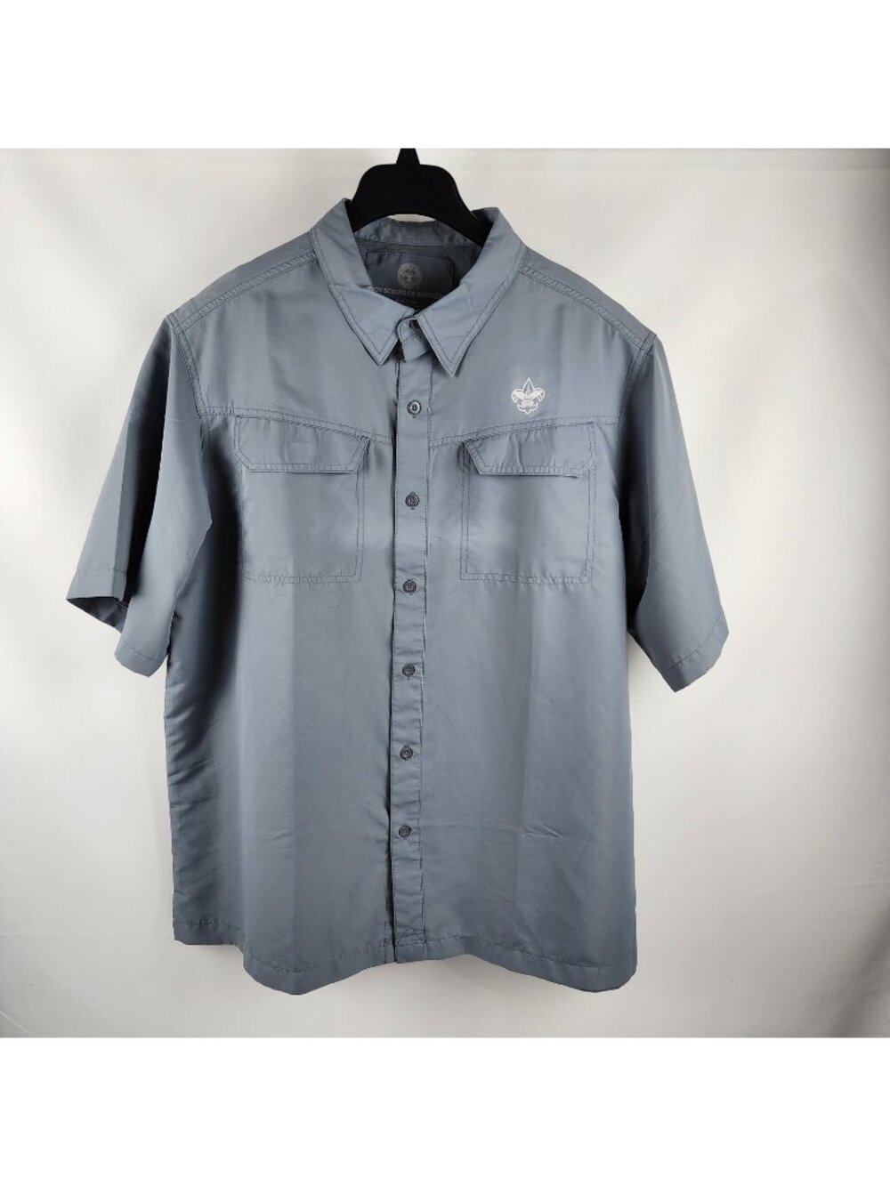 Boy Scouts of America Shirt Men XL Gray 100% Polyester Vented S/S Button Up